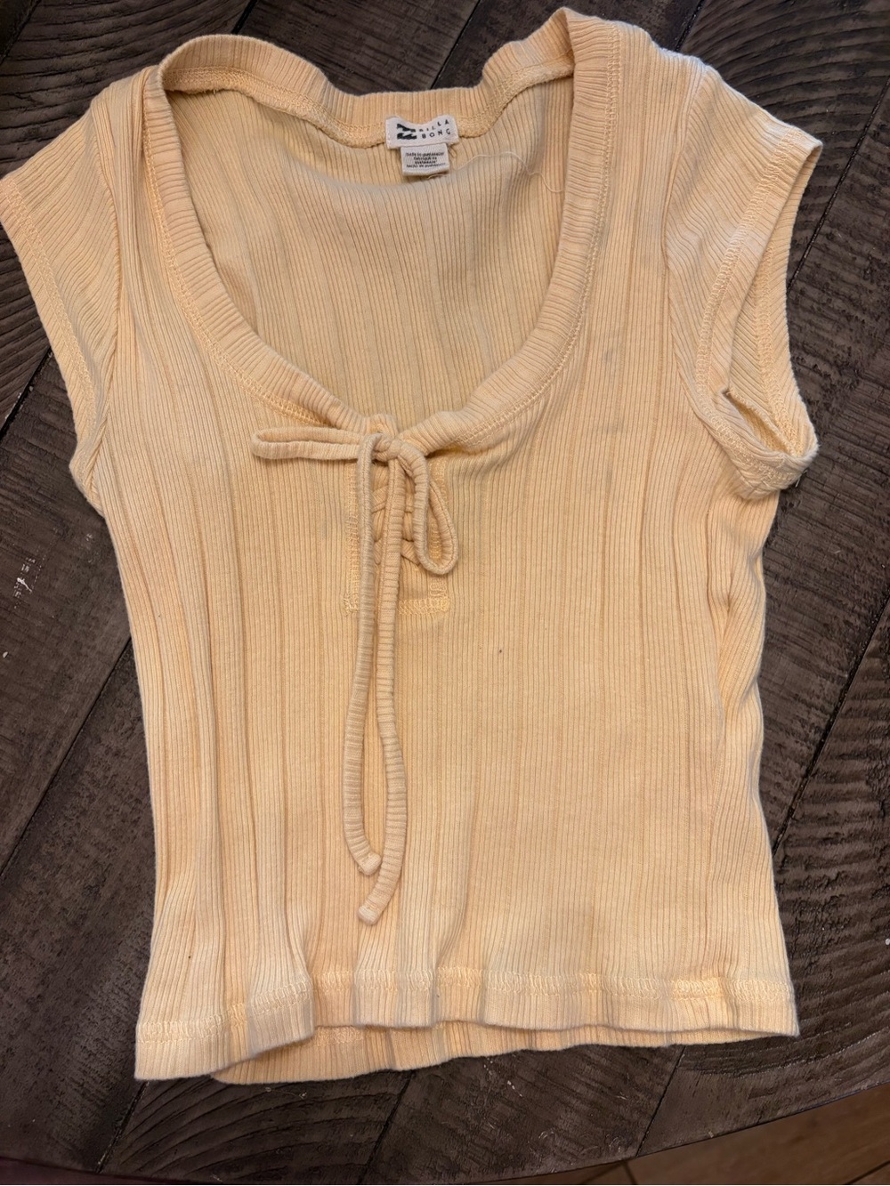 Billabong  pale yellowRibbed Tie-Front Tank Top